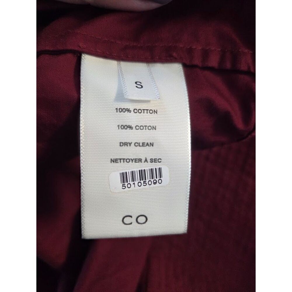 CO Women Dark Red V-Neck Puff Sleeve Poplin 100% Cotton Boxy Blouse size Small - Picture 8 of 9
